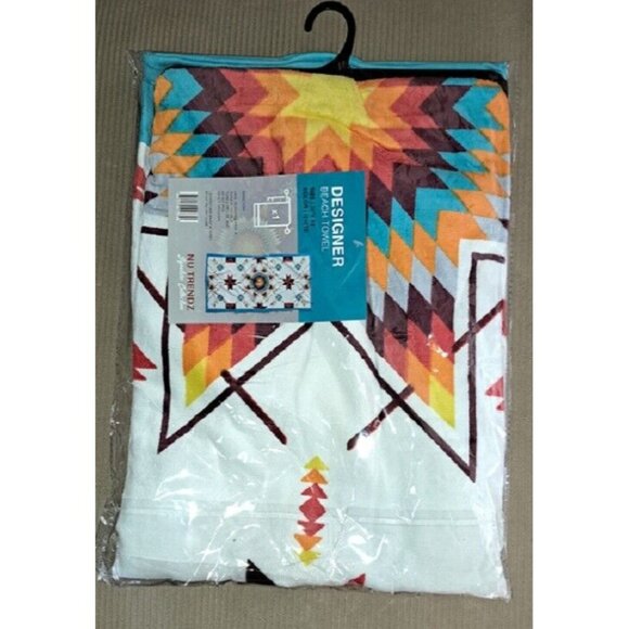 New White Star Oversized Native Southwest Bath Beach Pool Gift Towel Rustic NIP - Picture 2 of 2